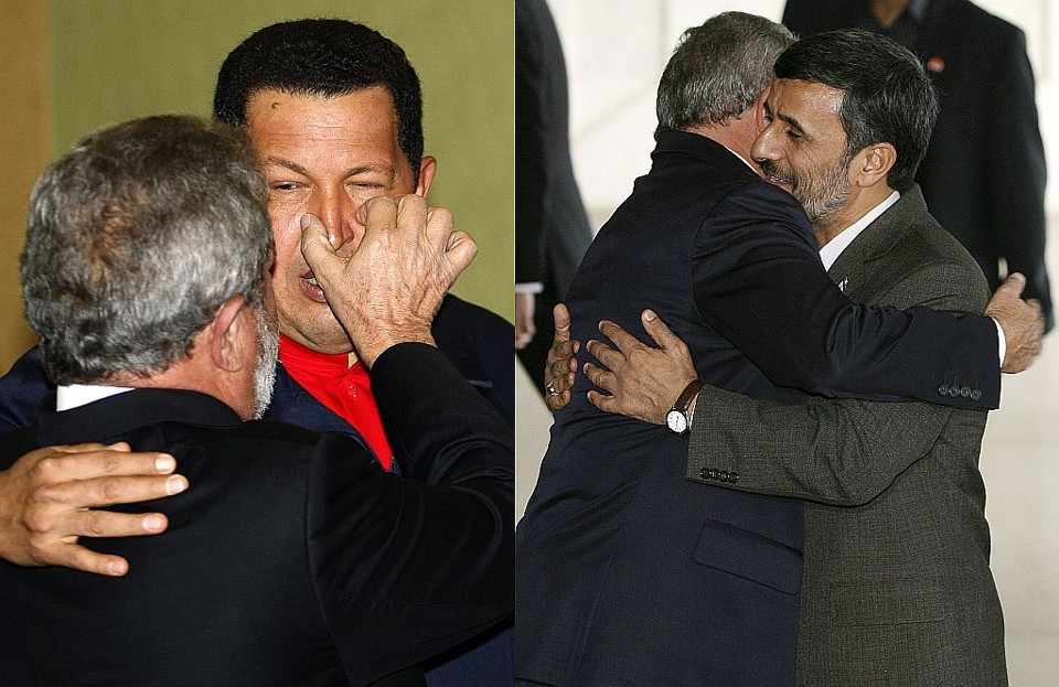 Troca de afagos: a política externa do governo Lula colocou a Venezuela, de Hugo Chávez, e o Irã, de Mahmoud Ahmadinejad, como parceiros prioritários do Brasil nas relações comerciais | Evaristo Sá/AFP e Roberto Jayme/Reuters
