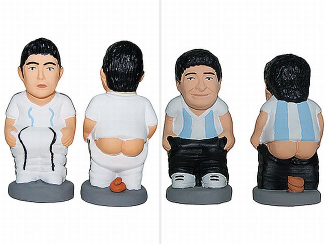 Cristiano Ronaldo e Maradona em suas versões "caganers" | Divulgação / Site Oficial