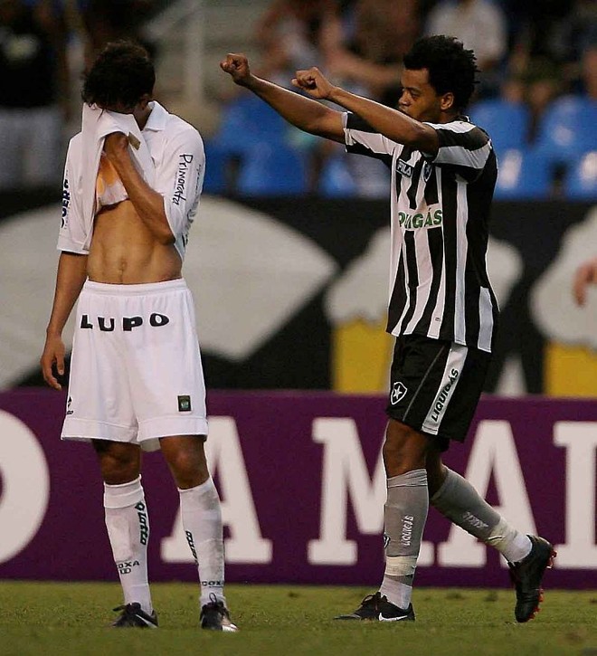 Renato comemora o gol que abriu a vitória botafoguense | 