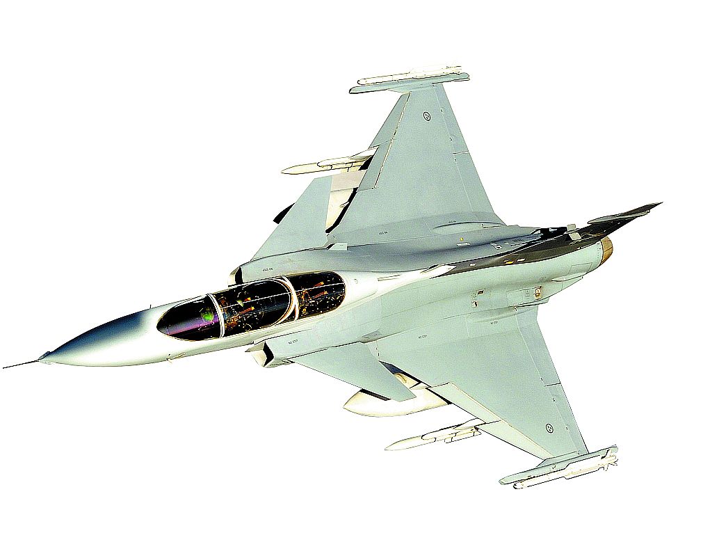 O Saab Gripen (foto) concorre com o norte-americano F18 Super Hornet e com o francês Rafale F3 |