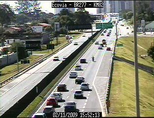 Câmera da concessionária mostra o movimento no Km 82 da BR-277, na chegada a Curitiba | Divilgação/Ecovia