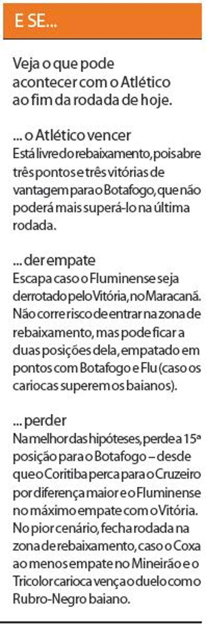 Veja o que pode acontecer com o Atlético ao fim da rodada de hoje |