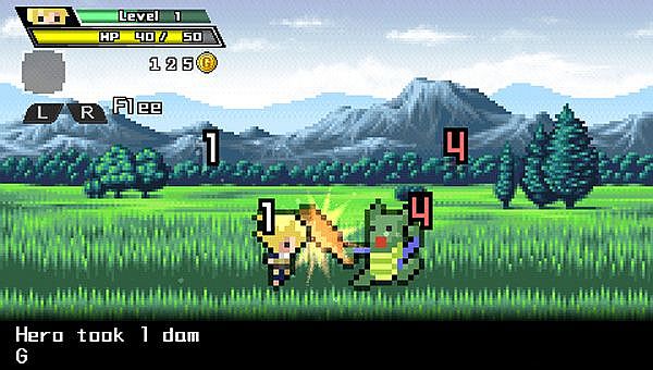 Telas do Half-Minute Hero: estilo que lembra o dos antigos consoles 8-bits... |