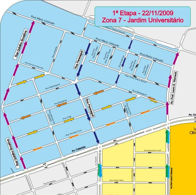 Confira o mapa com as mudanças nas vias da Zona 7, em Maringá | Ilustração