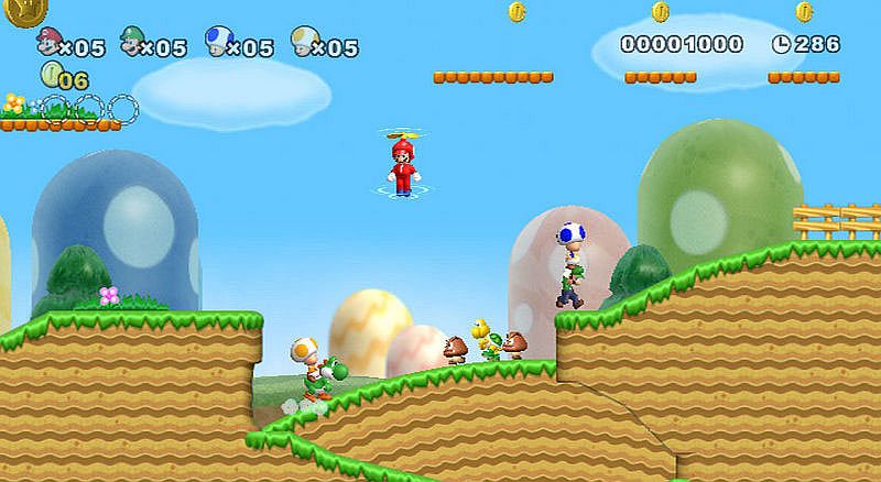 Tela do novo game do superastro Mario: jogabilidade à moda antiga, em duas dimensões . Pena que a Nintendo andou para trás nos controles | Fotos: Reprodução