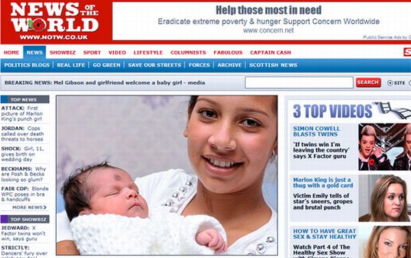 Kordeza Zhelyazkova mostra a pequena Violeta em foto em jornal britânico | Reprodução / News of the Word