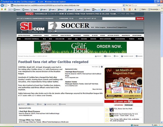 A revista norte-americana Sports Illustrated deu nota curta relembrando que problemas também aconteceram na festa do título flamenguista | 