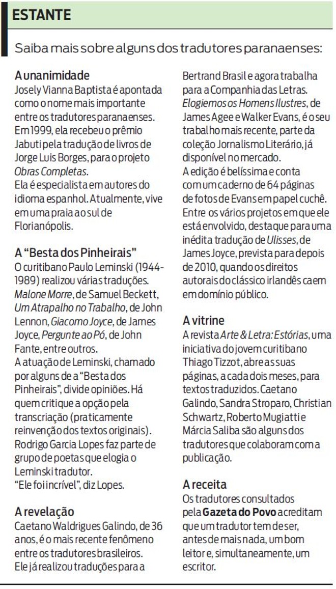 Saiba mais sobre os tradutores paranaenses | 