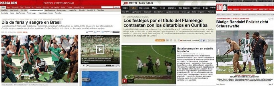 Os sites dos jornais espanhóis Marca e As e do alemão Bild: prejuízo na busca por patrocínios é incerto | Imagens: Reprodução