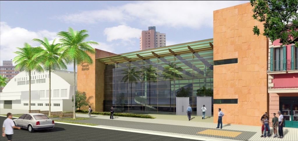 Projeto mostra como ficará a entrada principal do Mercado Municipal, na Avenida Sete de Setembro | Divulgação