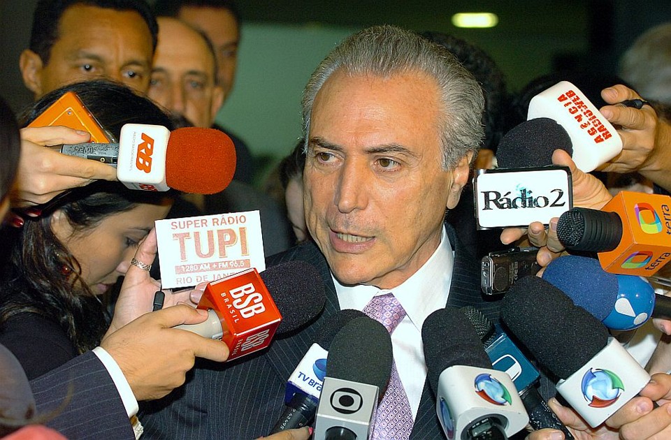 Michel Temer, segundo gravação, teria recebido 100 pau (sic) do suposto esquema de propina do DEM. Ele negou a acusação e  disse que irá processar os responsáveis | Luiz Cruvinel/Ag. Câmara
