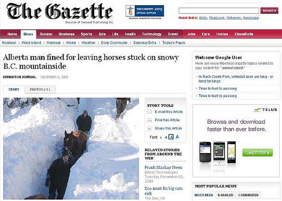 Voluntários trabalharam durante uma semana para cavar uma trincheira de um quilômetro e retirar os animais da neve | Reprodução/Montreal Gazette