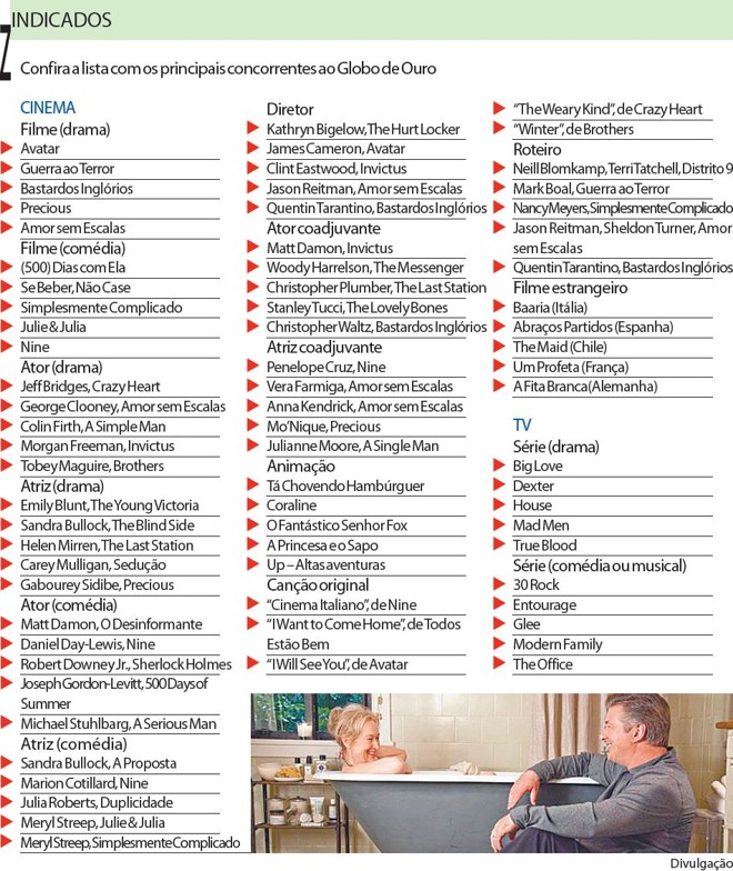 Confira a lista com os principais concorrentes ao Globo de Ouro |