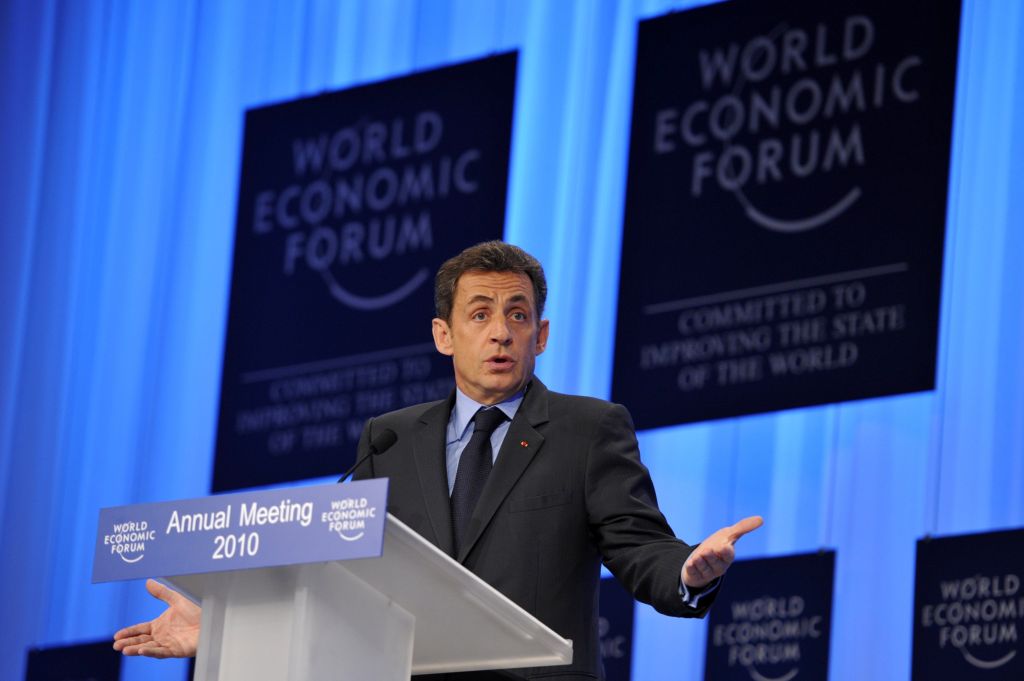 Sarkozy, durante discurso em Davos, na Suíça | Reuters