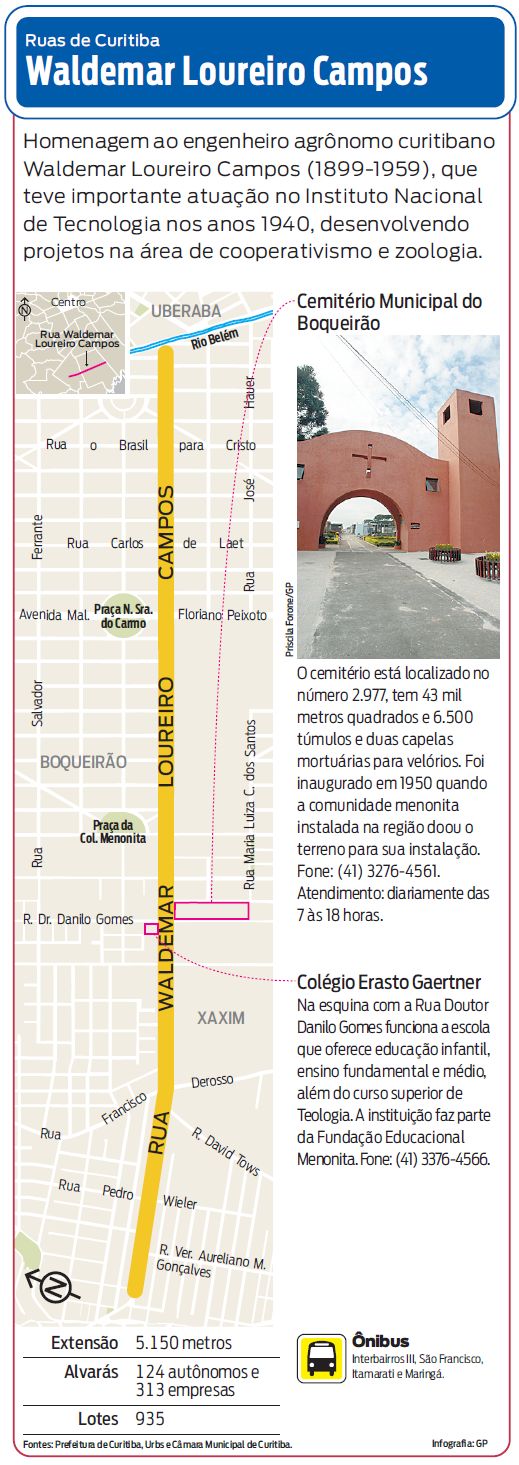 Confira a localização da Rua Waldemar Loureiro Campos |