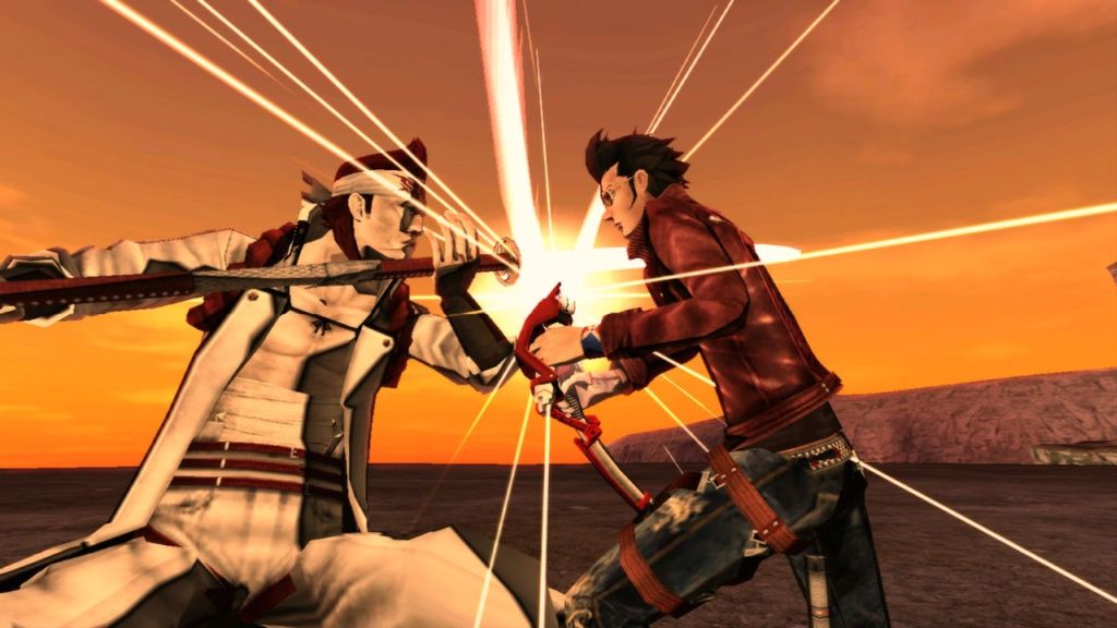 Travis Touchdown (à direita) em ação em No More Heroes 2: a jogabilidade poderia ser melhor com Motion Plus | Capcom/Divulgação