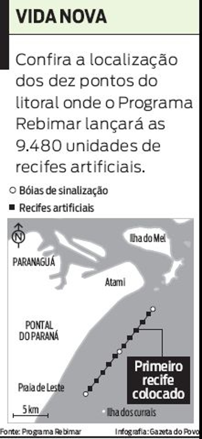 Confira a localização dos dez pontos que receberão recifes artificiais | 