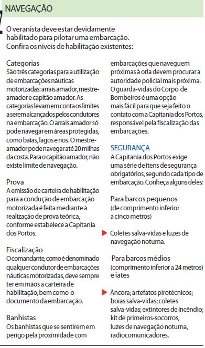 Confira os níveis de habilitação existentes na navegação |
