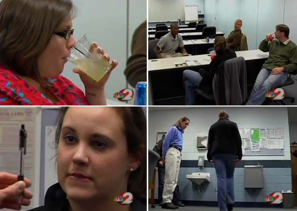 Policiais tiveram que ingerir bebidas alcoólicas com parte de um exercício | Reprodução/WDTN