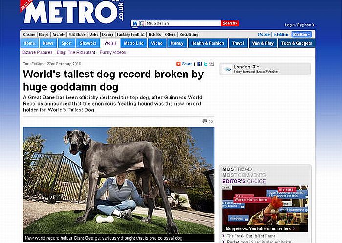 George tem 2,2 metros e consome mensalmente 50 kg de ração | Reprodução/Metro.co.uk