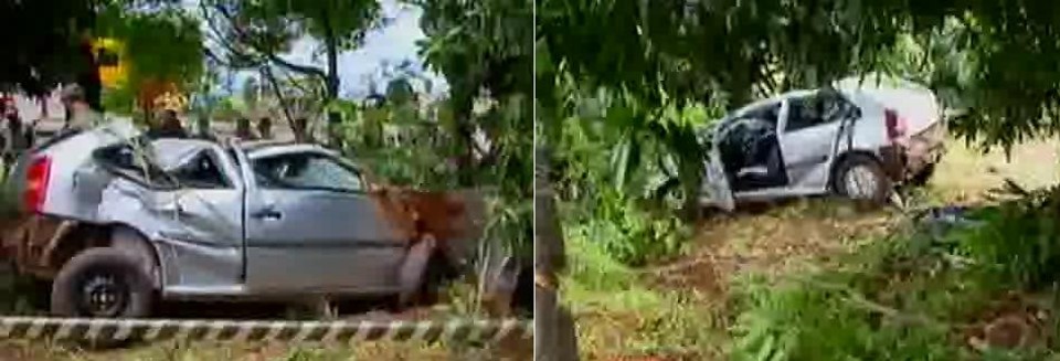 O veículo VW Gol saiu da pista na PR-317, em direção a Campo Mourão. O motorista Luis Carlos Tomaz (33), morreu na hora | Reprodução RPC TV Cultura