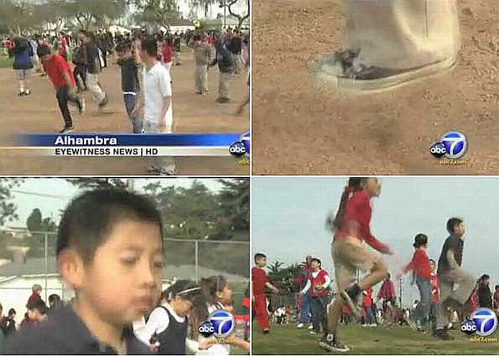 Alunos de escola em Alhambra participaram da quebra do recorde | Reprodução/ABC