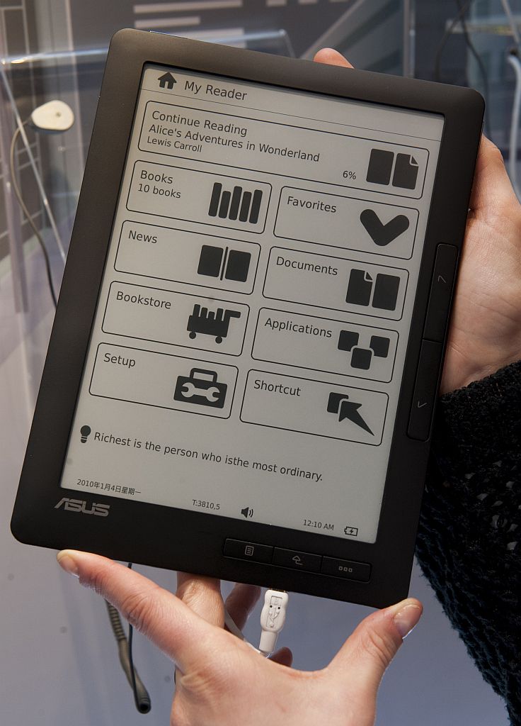 Leitor de e-books da Asus: capacidade para ler arquivos pdf, txt, mp3 e e-pub | Divulgação/Cebit