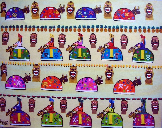 Obra de Antônio Carlos Rigatto, o Psilito, parte da exposição Naïf sob Dois Olhares |