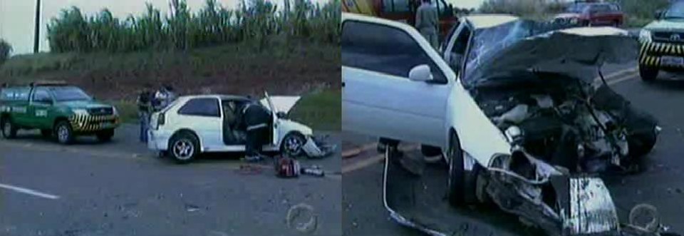 O veículo ficou destruído após a colisão na PR-444 | Reprodução RPC TV Cultura
