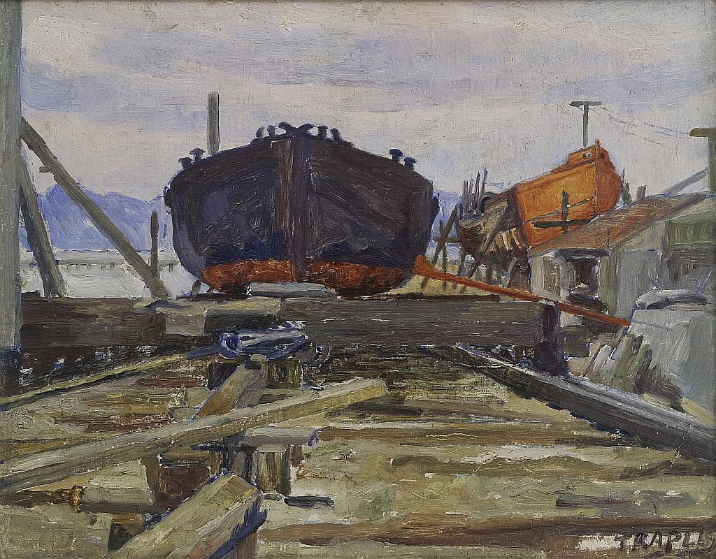 Marinha (Paranaguá): óleo sobre tela de Miguel Bakun, sem data | Imagens: Reprodução