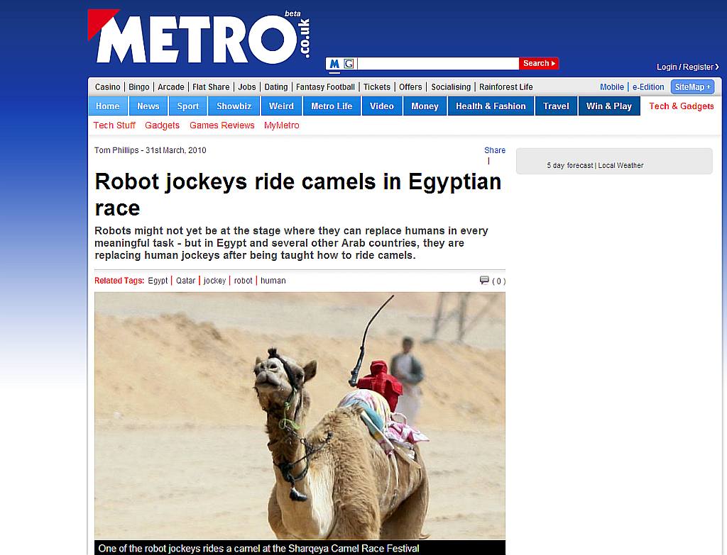 Disputas entre jóqueis humanos e robôs é acirrada | Reprodução/Metro.co.uk