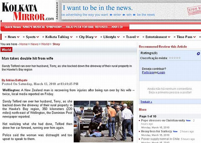 Terry Telford é socorrido pelos bombeiros | Reprodução/Kolkata Mirror