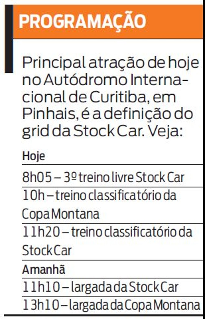 Confira a programação de hoje da Stock Car no autódromo de Curitiba | 