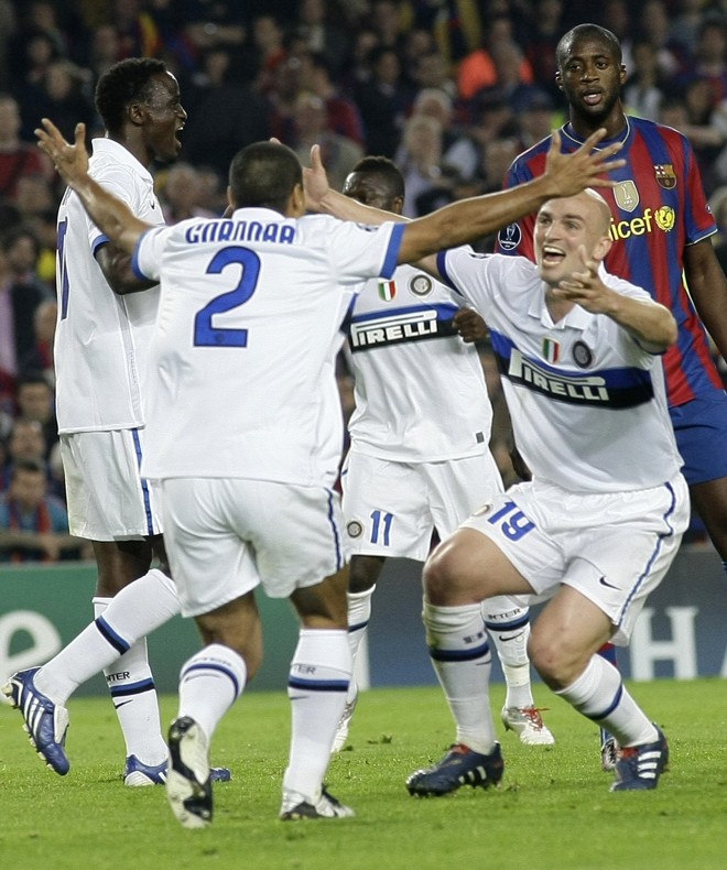 Jogadores da Inter comemoram a vaga na final |