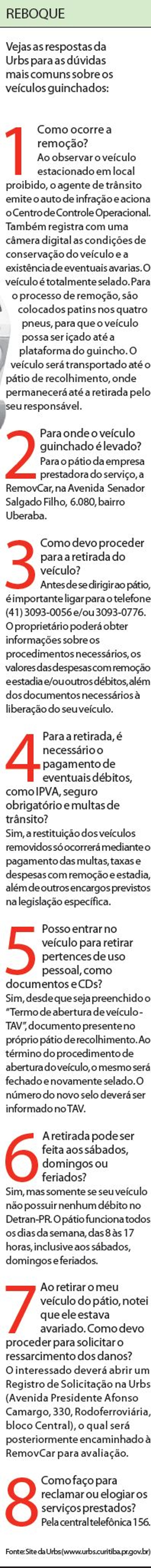 Veja as respostas da Urbs para as dúvidas mais comuns sobre veículos guinchados | 