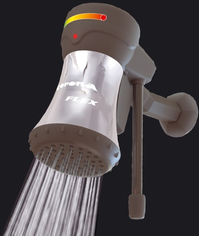 Chuveiro Flex Eletrônico da Corona. Funciona tanto como ducha elétrica, quanto como sistema complementar para qualquer tipo de aquecedor |