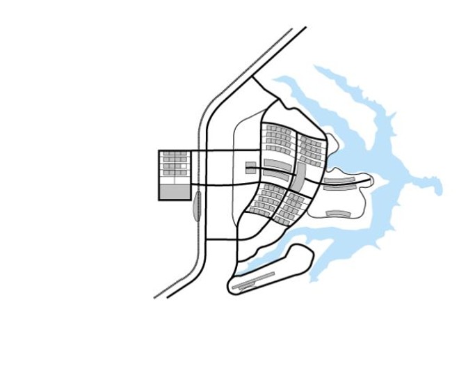 5º Henrique Mindlin e Giancarlo Palanti - O eixo em forma de S começaria na residência presidencial e terminaria no ponto mais alto da cidade, onde ficaria o centro administrativo | 