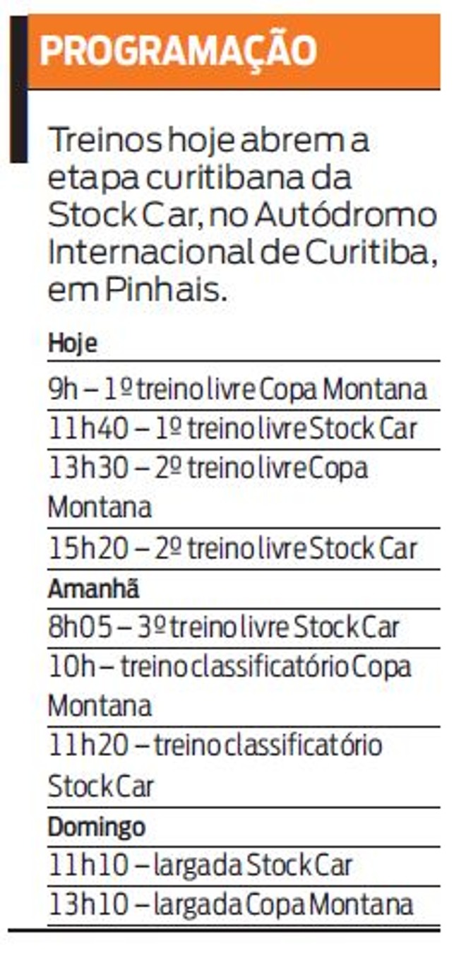 Confira a programação da etapa curitibana da Stock Car |