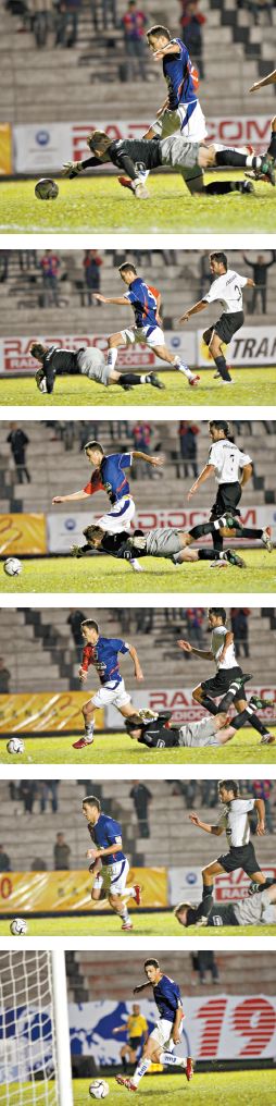 Golaço quadro a quadro: Marcelo Toscano recebeu no meio de campo o lançamento do goleiro Juninho, avançou em direção ao gol do Corinthians, deixou o zagueiro e o goleiro para trás e tocou para o gol vazio | Fotos: Antonio Costa/ Gazeta do Povo