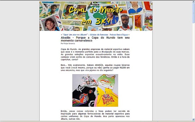 Uniformes curiosos nos álbuns ganharam um post ainda nos primórdios do blog | 