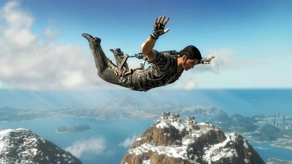 Cena de Just Cause 2: divertidos desafios às leis da fisica fazem parte da rotina do jogo | Reprodução