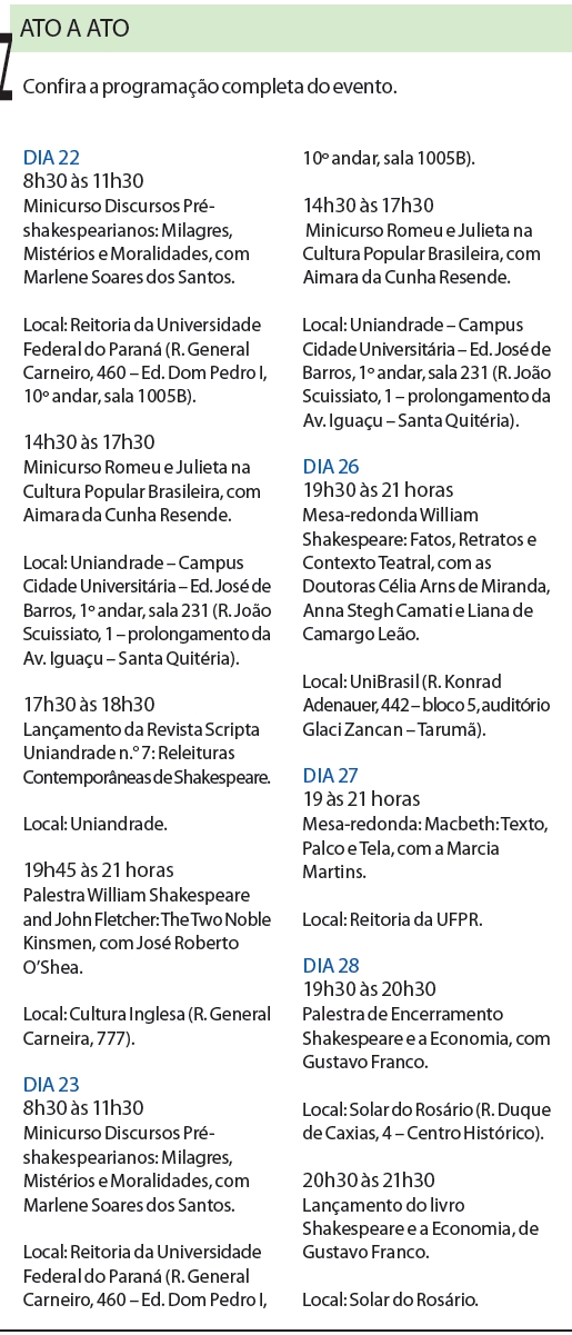 Confira a programação completo do evento |