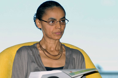 A pré-candidata à Presidência da República pelo PV, Marina Silva, participa de um seminário em Brasília nesta terça-feira (13) | Agência Brasil