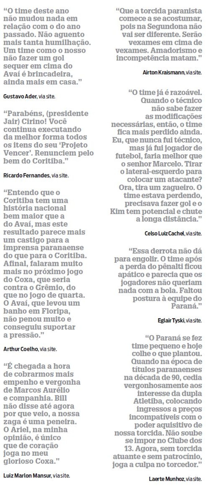 Veja o que disseram os leitores da Gazeta do Povo | 