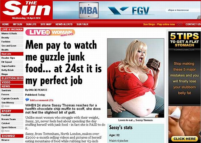 Sassy Thomas, de 30 anos, pesa 152 kg | Reprodução/The Sun