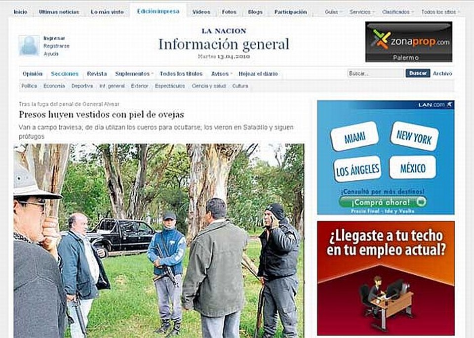 Policiais encontraram ladrões em Saladillo | Reprodução/La Nacion.com