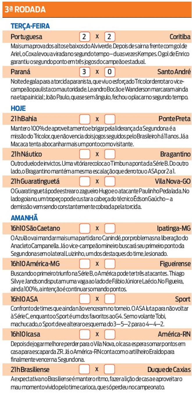 Confira os jogos da rodada na Série B |