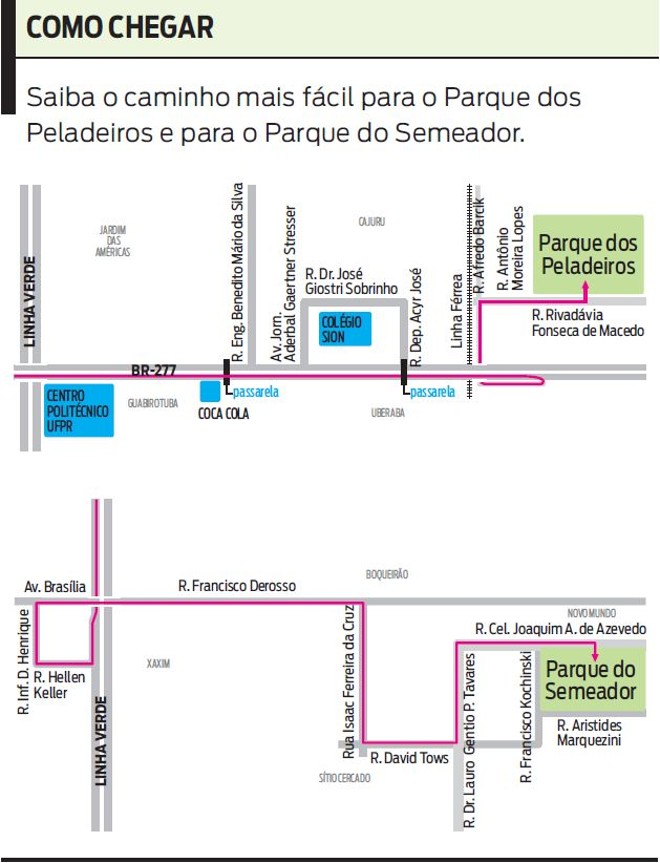Veja os caminhos mais fáceis para o Parque dos Peladeiros e Parque do Semeador | 