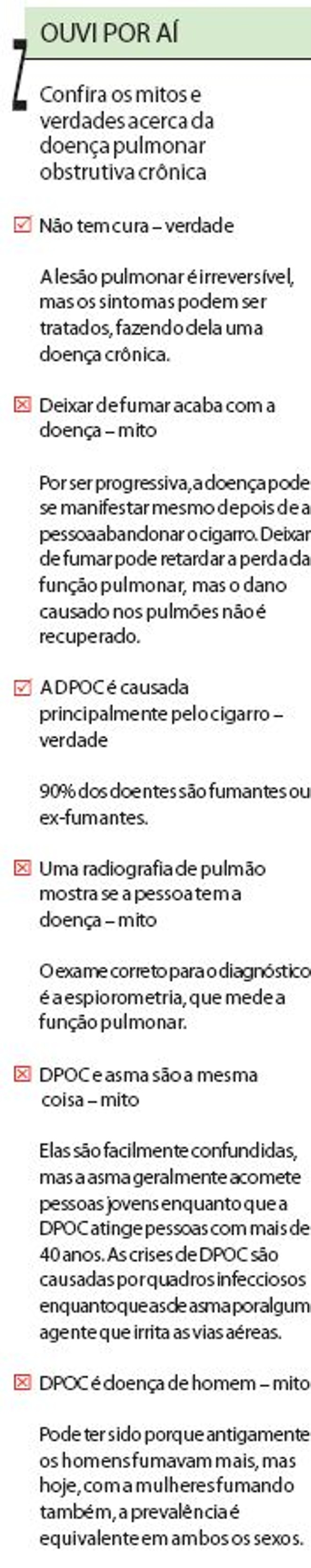 Confira verdades e mitos sobre a doença pulmonar obstrutiva crônica | 