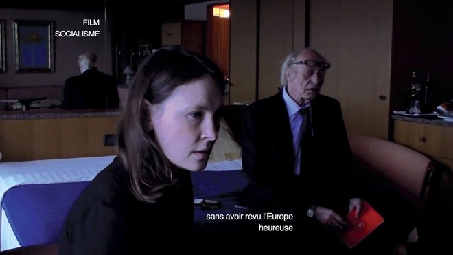 Film Socialisme: sinfonia em três movimentos os temas passam por política, Oriente Médio, liberdade, igualdade e fraternidade |